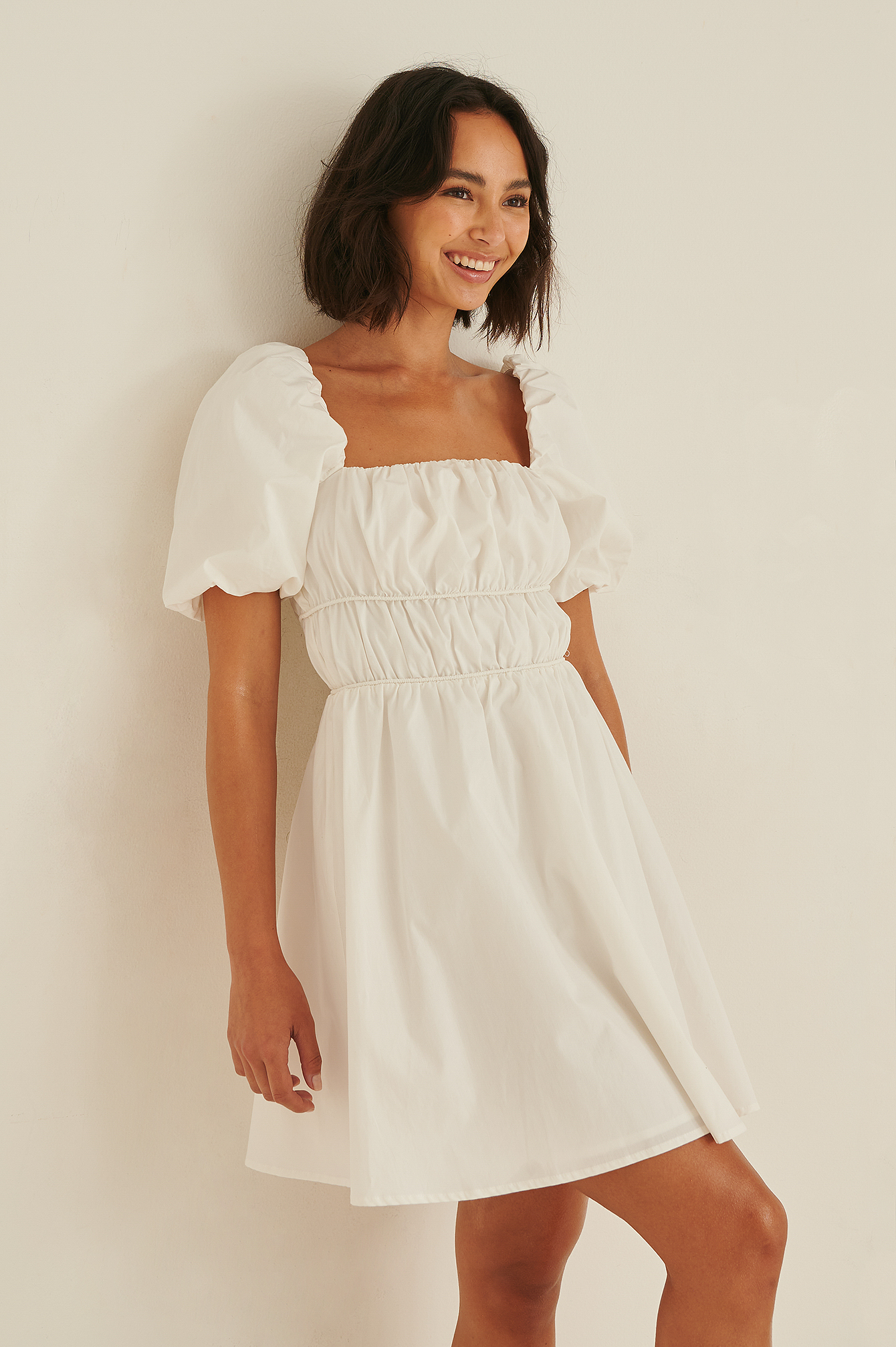 Organic Square Neck Dress White | na-kd.com
